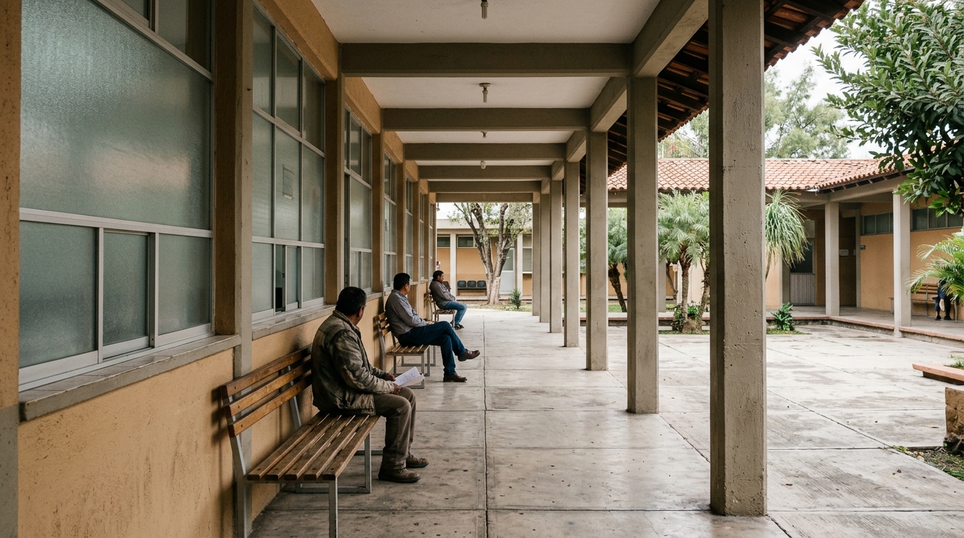 Pasillo de oficina regional de la Fiscalía en Ocotlán, Jalisco, sin personas